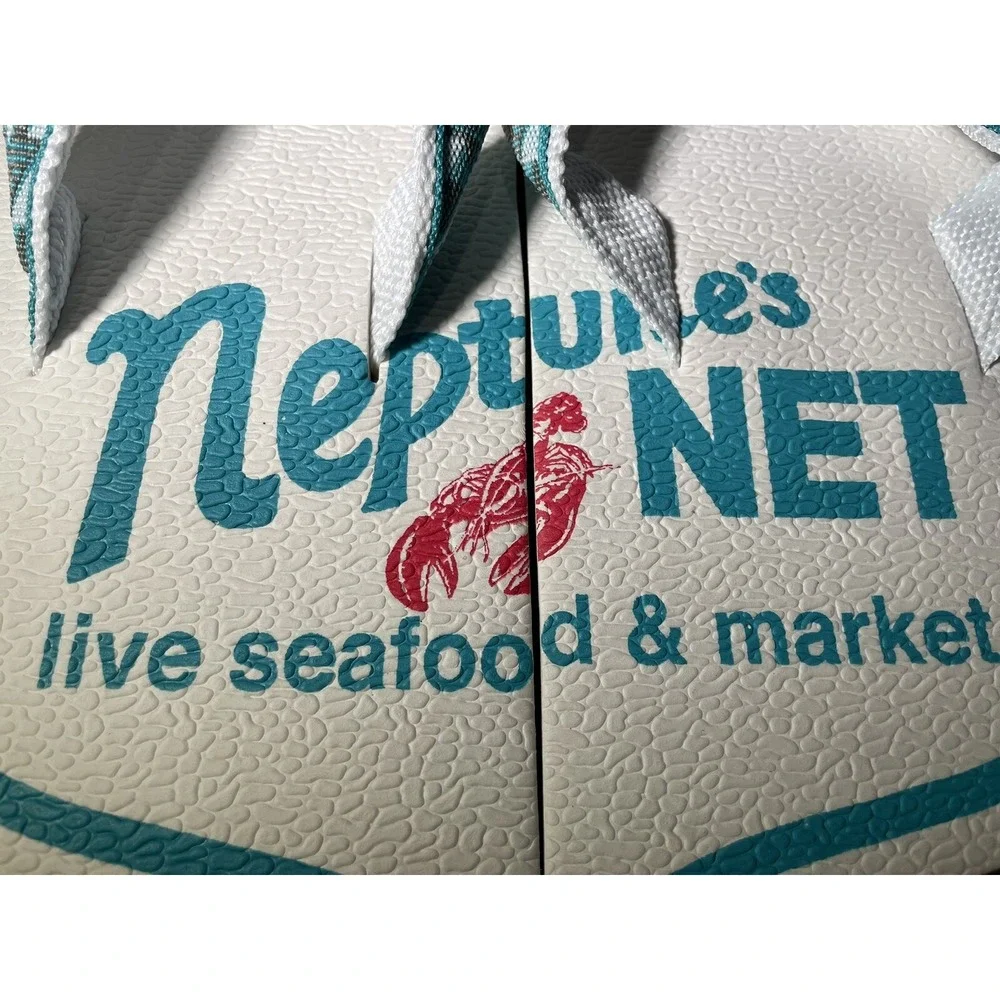 Malibu Neptune's Net Souvenir Beach Flip Flop Slippers Womens 9 10 Mens 11 12 13